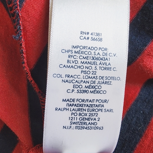 Chaps Pre-loved Plus-size XXL Blue & Red Stripe Pattern, Round Neck Tshirt - Picture 10 of 12